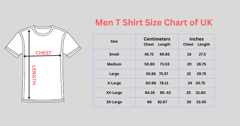 mens t shirt size chart guide uk